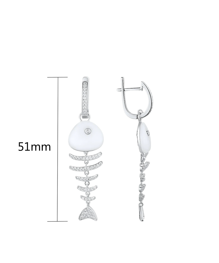 Sidabriniai auskarai su cirkoniais ir emale - Sidabriniai auskarai - Goldinga
