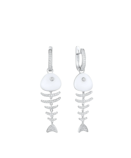 Sidabriniai auskarai su cirkoniais ir emale - Sidabriniai auskarai - Goldinga