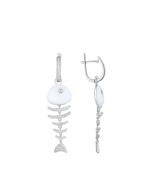 Sidabriniai auskarai su cirkoniais ir emale - Sidabriniai auskarai - Goldinga