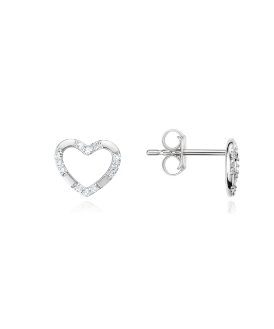 Balto aukso auskarai su deimantais - Auksiniai Auskarai su brangakmeniais - Goldinga