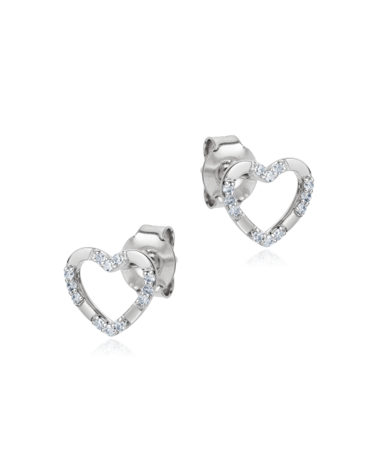 Balto aukso auskarai su deimantais - Auksiniai Auskarai su brangakmeniais - Goldinga