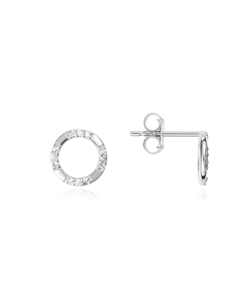 Balto aukso auskarai su deimantais - Auksiniai Auskarai su brangakmeniais - Goldinga