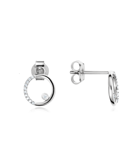 Balto aukso auskarai su deimantais - Auksiniai Auskarai su brangakmeniais - Goldinga