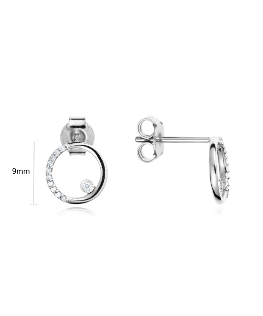 Balto aukso auskarai su deimantais - Auksiniai Auskarai su brangakmeniais - Goldinga