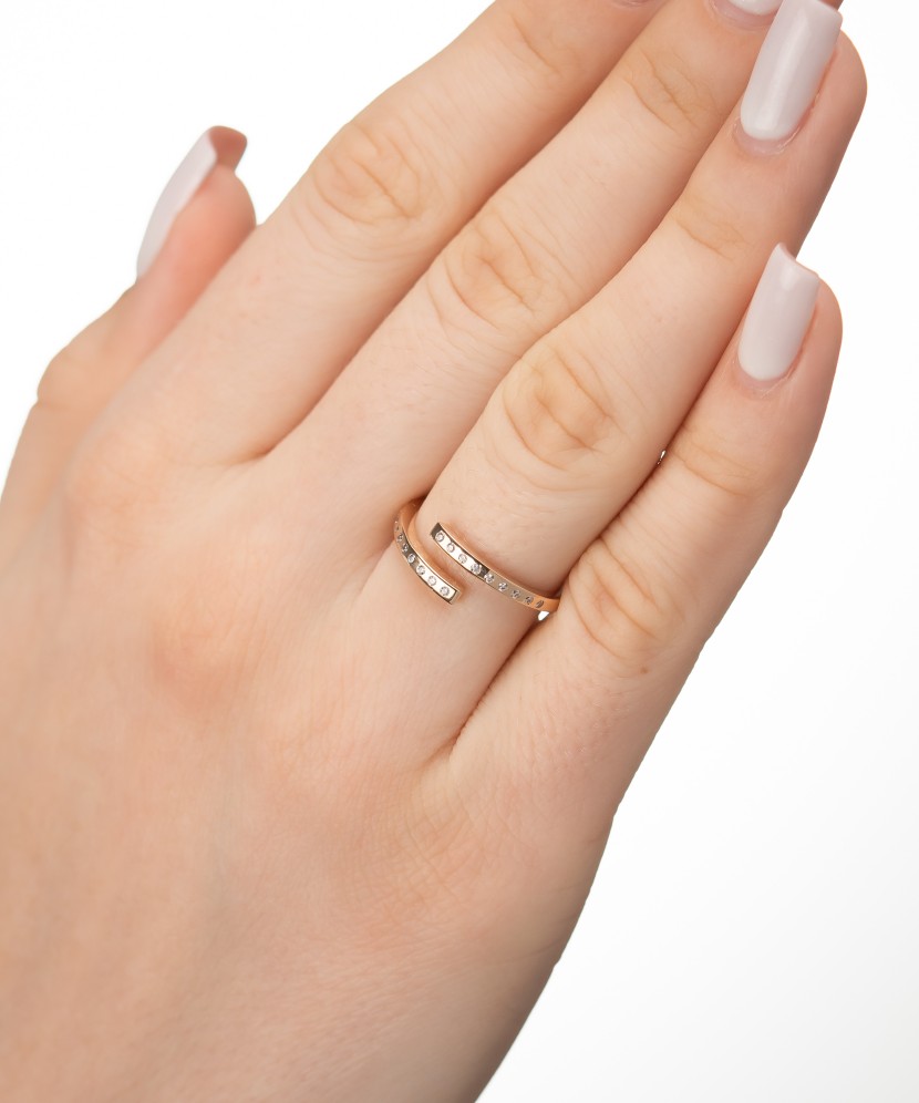 Auksinis žiedas su cirkoniais - Auksiniai žiedai - Goldinga