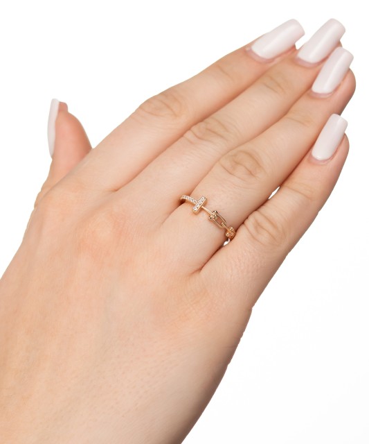 Auksinis žiedas su cirkoniais - Auksiniai žiedai - Goldinga