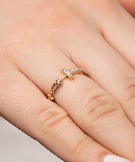 Auksinis žiedas su cirkoniais - Auksiniai žiedai - Goldinga