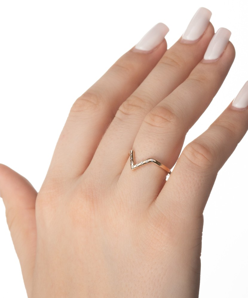 Auksinis žiedas su cirkoniais - Auksiniai žiedai - Goldinga