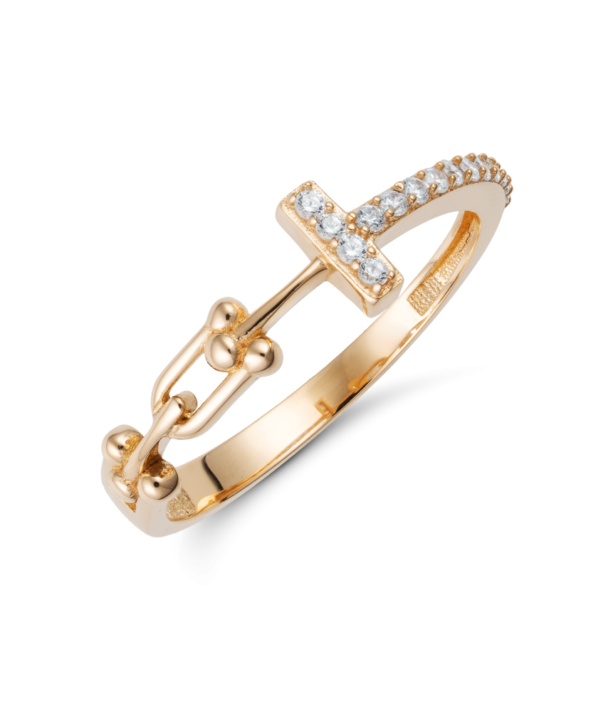 Auksinis žiedas su cirkoniais - Auksiniai žiedai - Goldinga