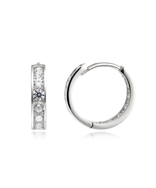 Balto aukso auskarai su cirkoniais - Auksiniai auskarai - Goldinga