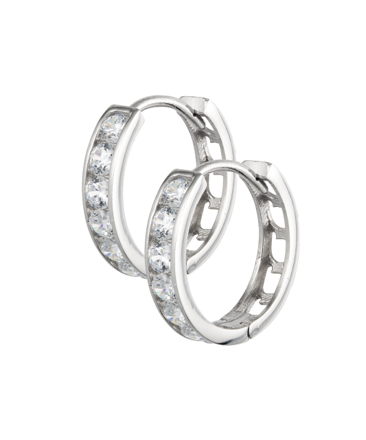 Balto aukso auskarai su cirkoniais - Auksiniai auskarai - Goldinga