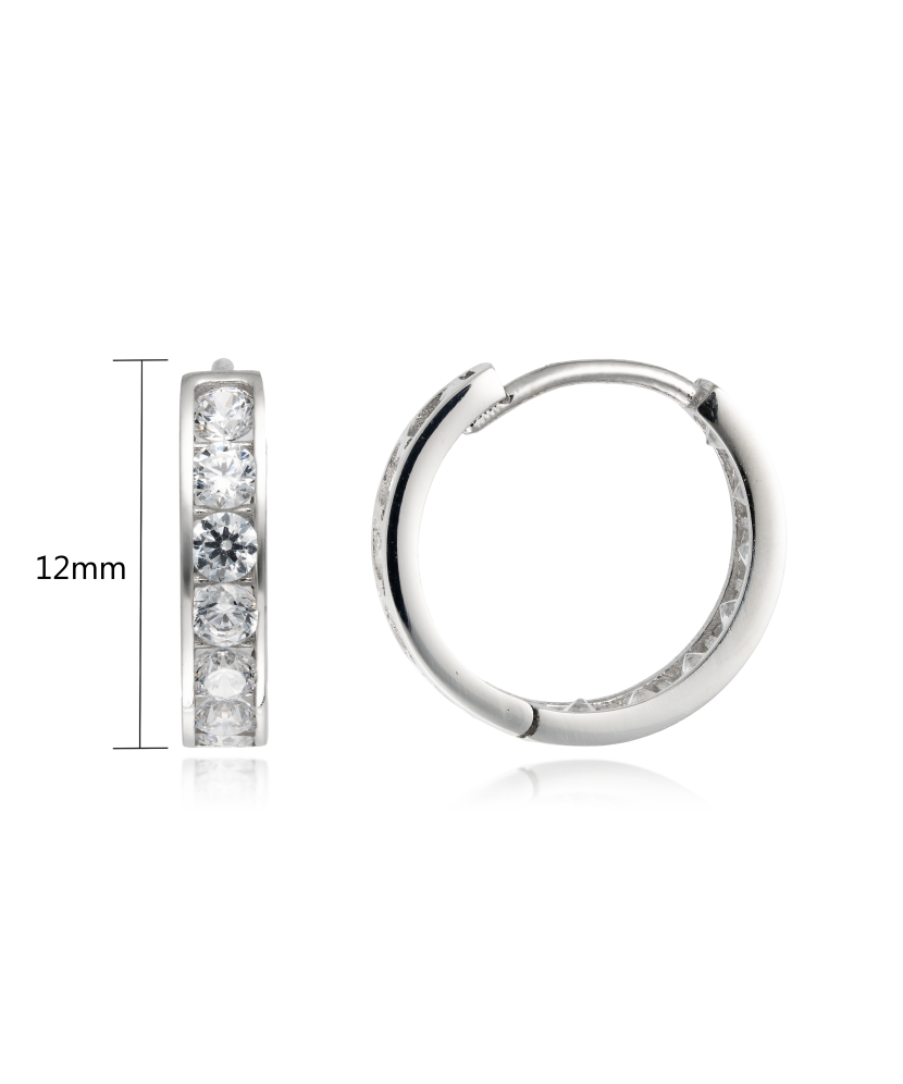 Balto aukso auskarai su cirkoniais - Auksiniai auskarai - Goldinga