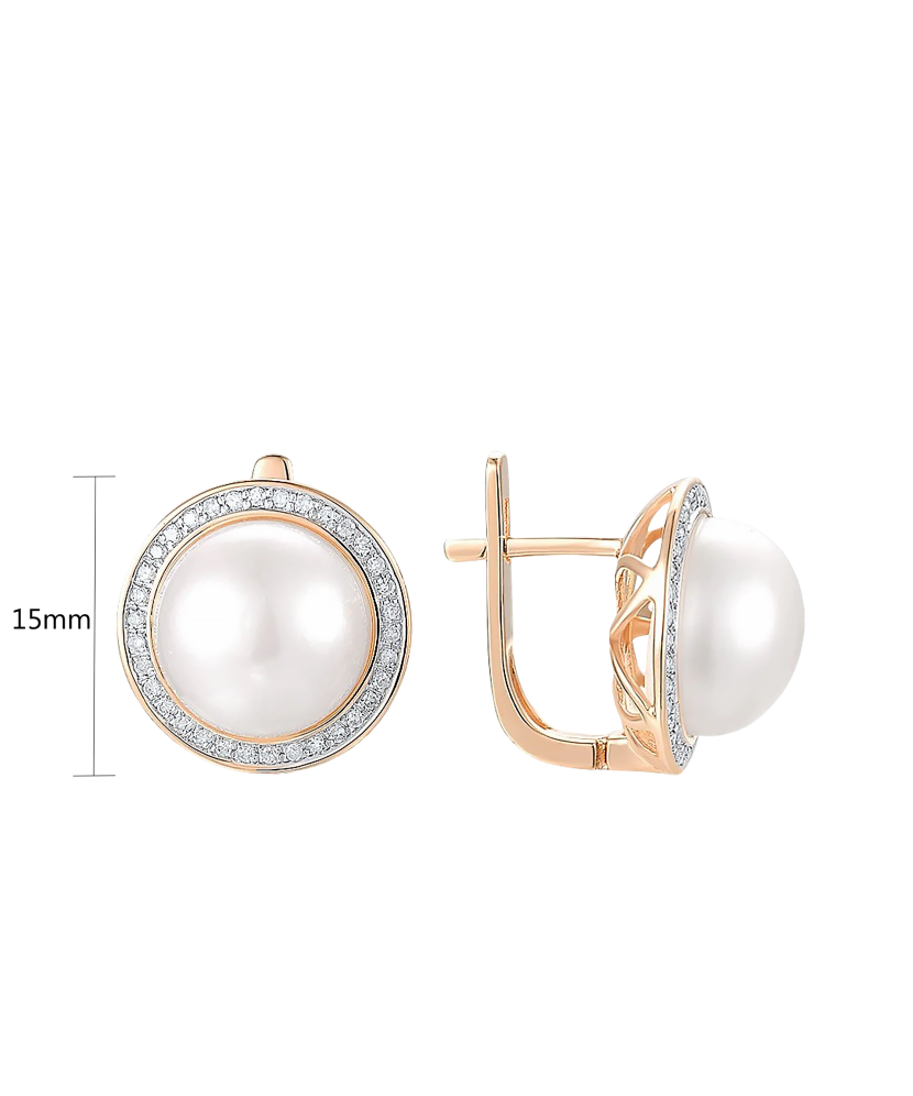 Auksiniai auskarai su deimantais ir perlais  - Goldinga