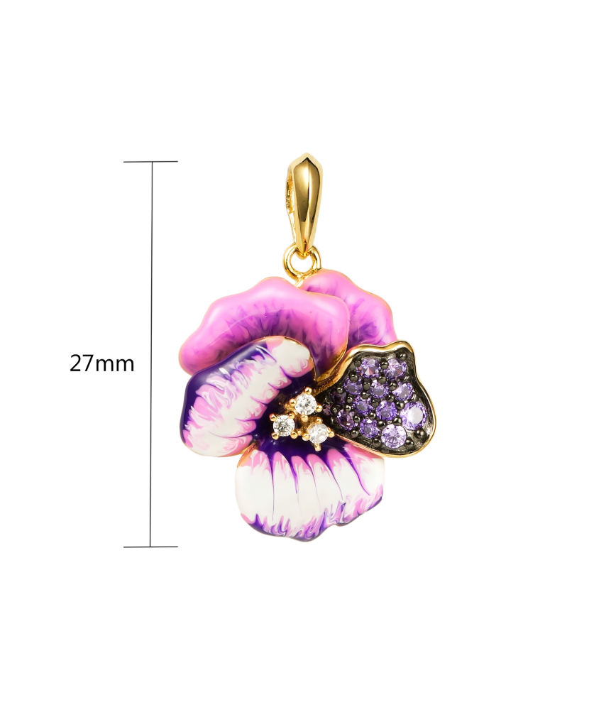 Sidabrinis paauksuotas pakabukas su emale ir cirkoniais  - Goldinga