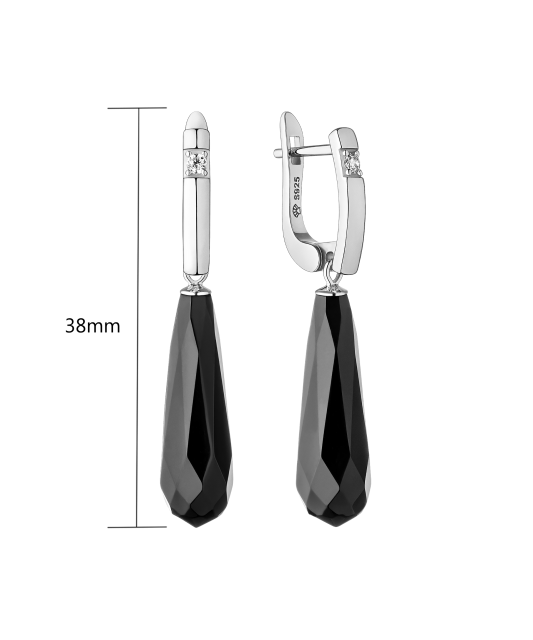 Sidabriniai auskarai su oniksais ir cirkoniais  - Goldinga