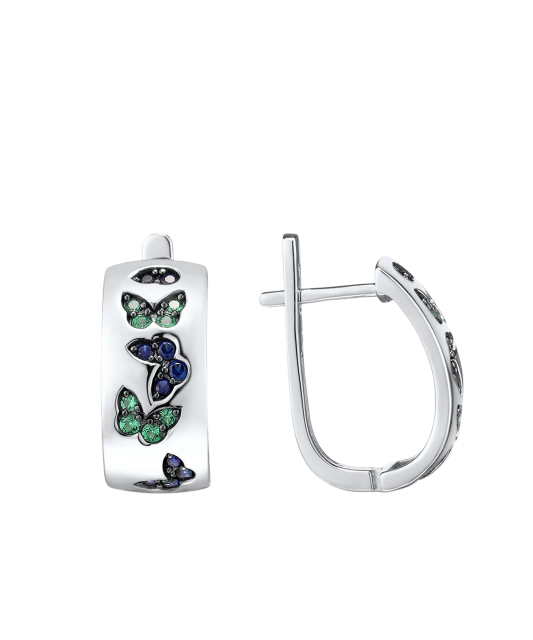 Sidabriniai auskarai su Špineliais Ir Nano Safyrais  - Goldinga