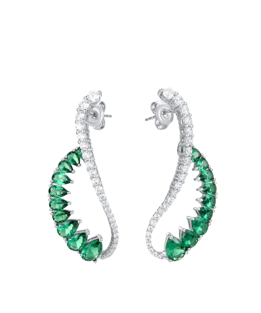 Sidabriniai auskarai su špineliais ir cirkoniais  - Goldinga