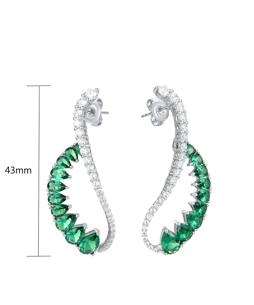 Sidabriniai auskarai su špineliais ir cirkoniais  - Goldinga