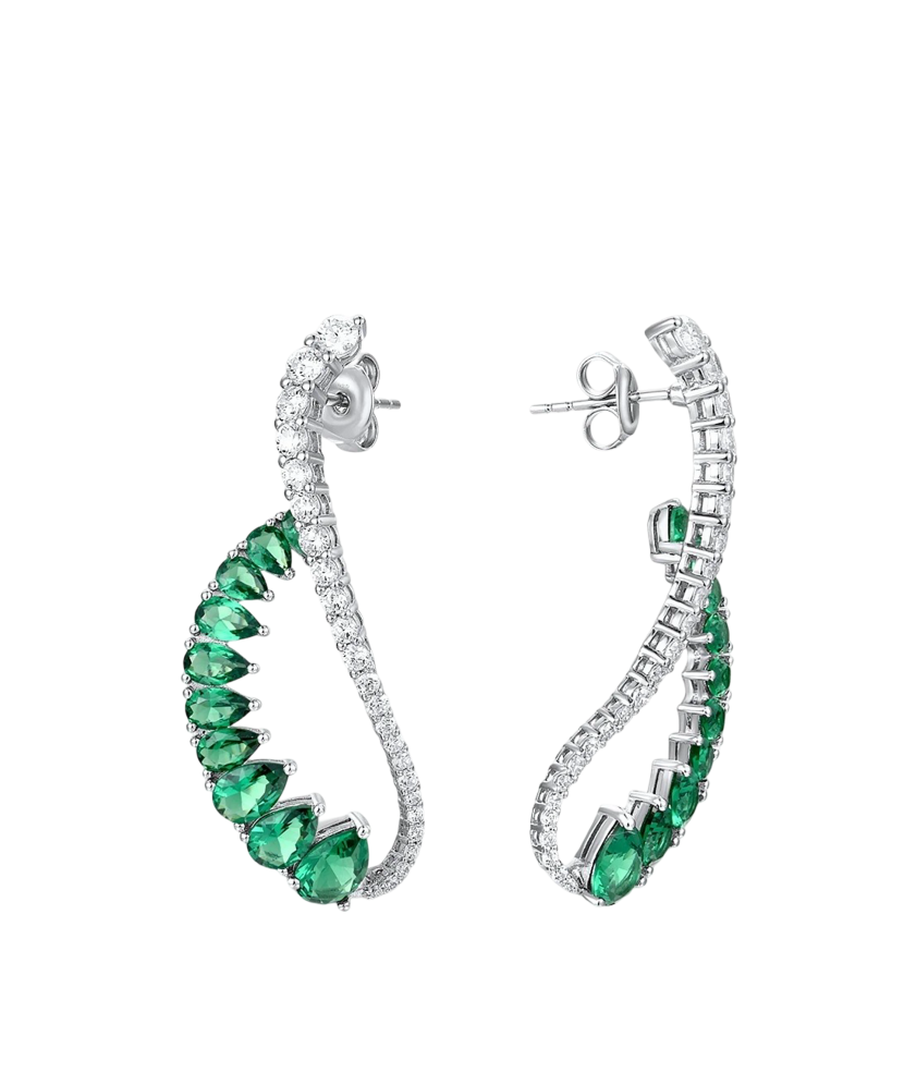 Sidabriniai auskarai su špineliais ir cirkoniais  - Goldinga