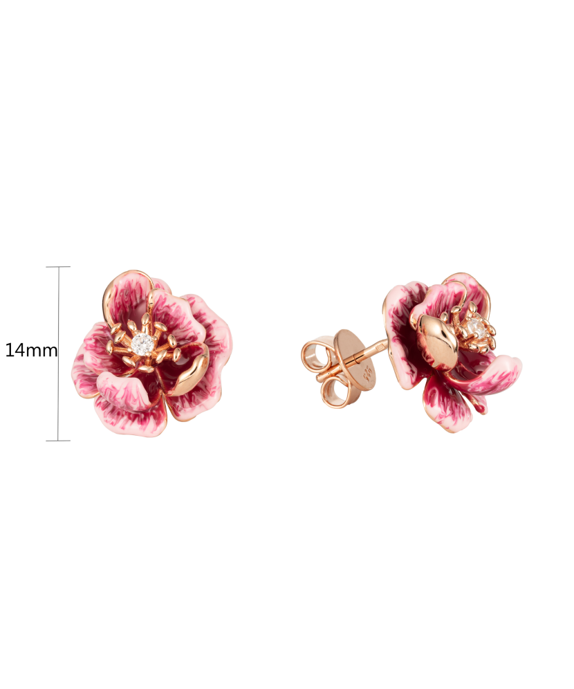 Sidabriniai paauksuoti auskarai su cirkoniais ir emale - Vasaros kolekcija - Goldinga