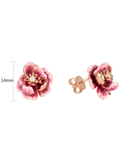 Sidabriniai paauksuoti auskarai su cirkoniais ir emale - Vasaros kolekcija - Goldinga