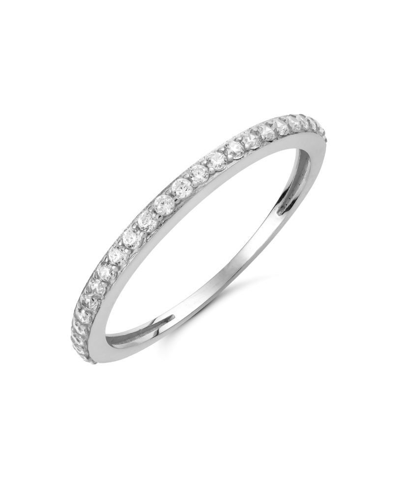 Balto aukso žiedas su cirkoniais - Auksiniai žiedai - Goldinga