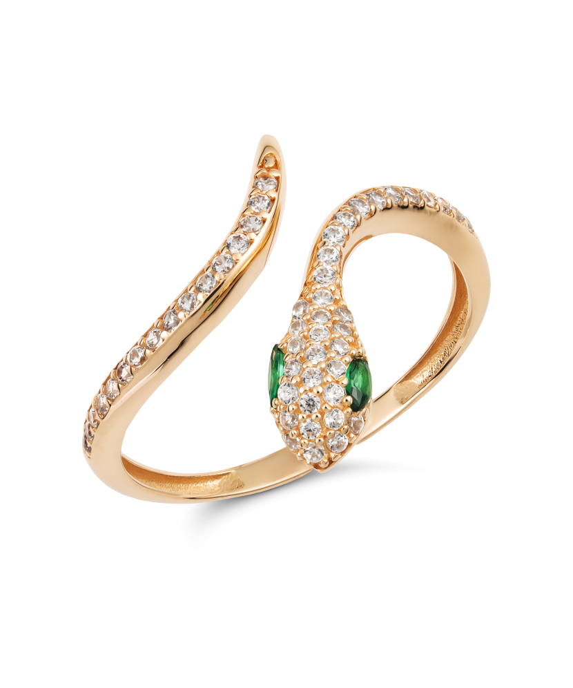 Auksinis žiedas su cirkoniais "gyvatė" - Auksiniai žiedai - Goldinga