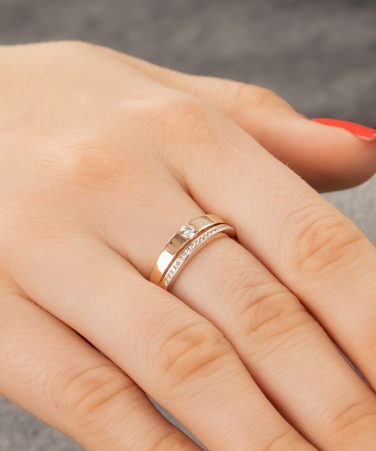 Auksinis žiedas su cirkoniais - Auksiniai žiedai - Goldinga