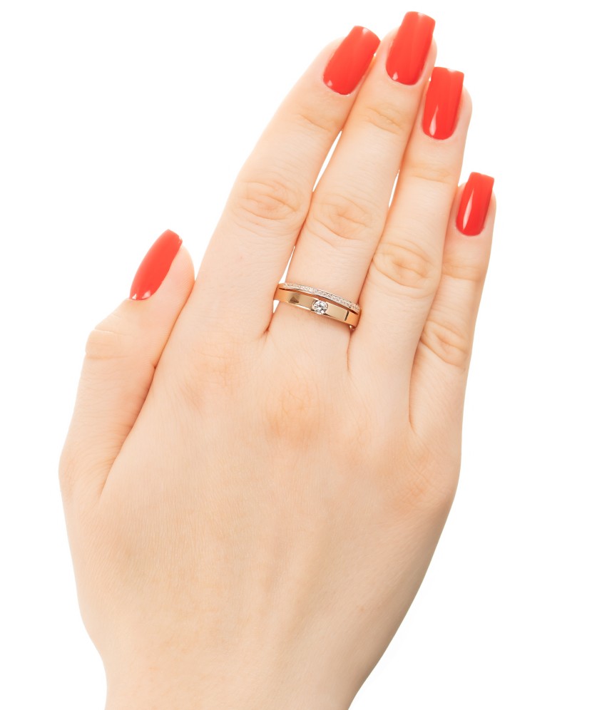 Auksinis žiedas su cirkoniais - Auksiniai žiedai - Goldinga