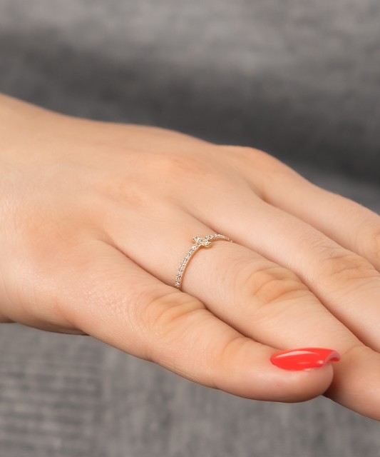 Auksinis žiedas su cirkoniais - Auksiniai žiedai - Goldinga