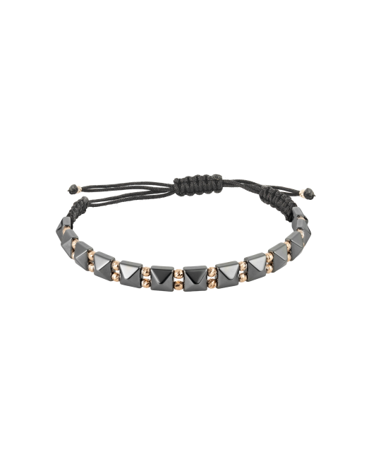 Juodo Siūlo Apyrankė Su Auksu Ir Hematitais