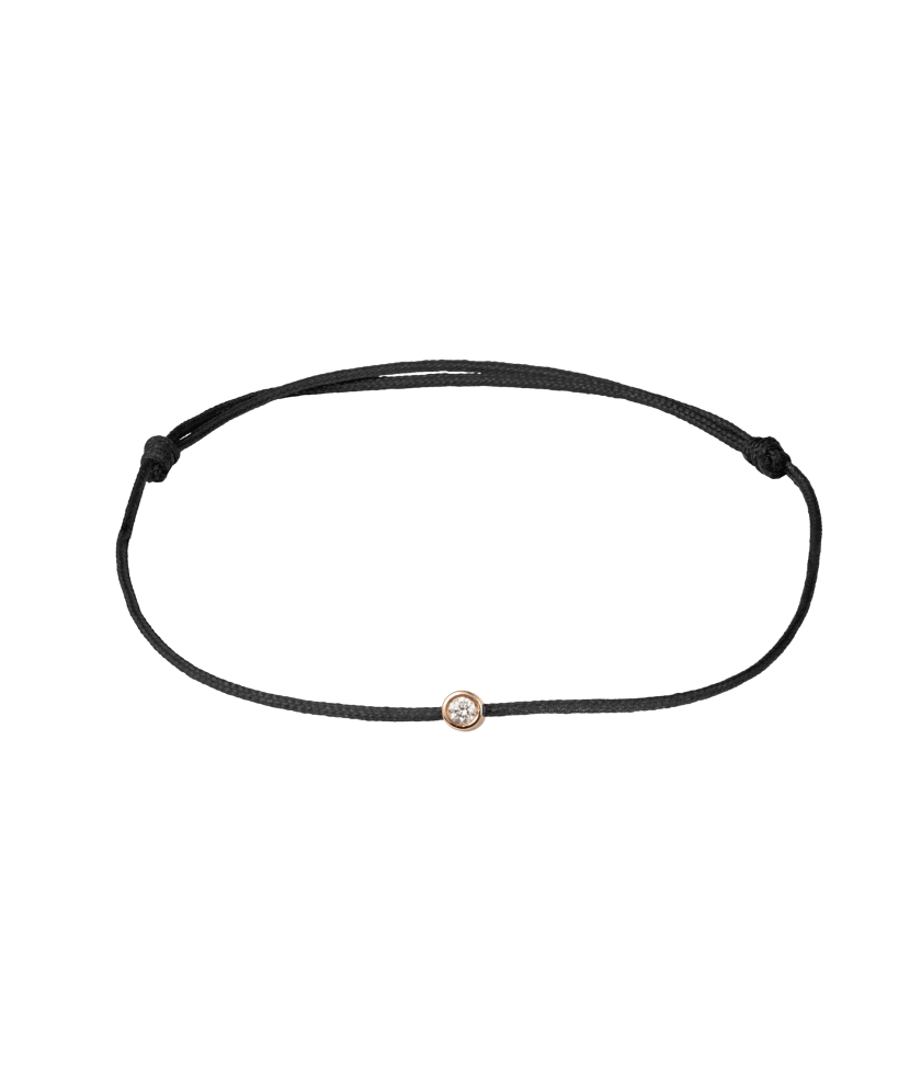Juodo siūlo apyrankė su deimantu ir auksu 0.025ct