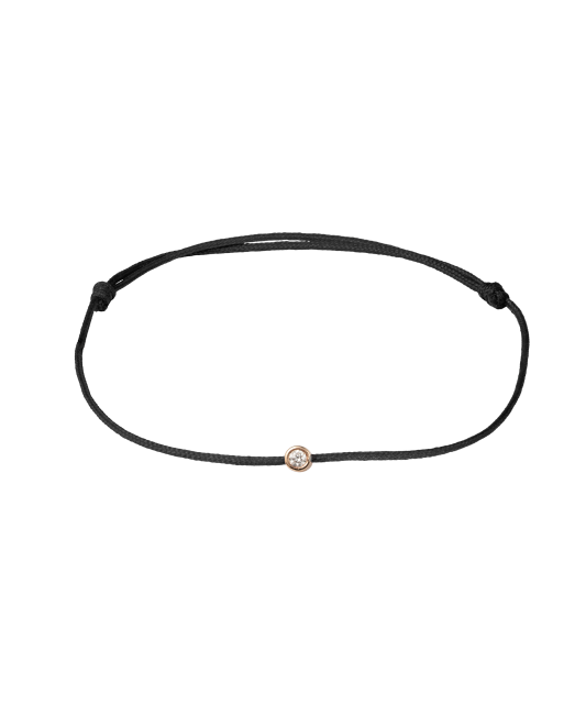Juodo siūlo apyrankė su deimantu ir auksu 0.025ct