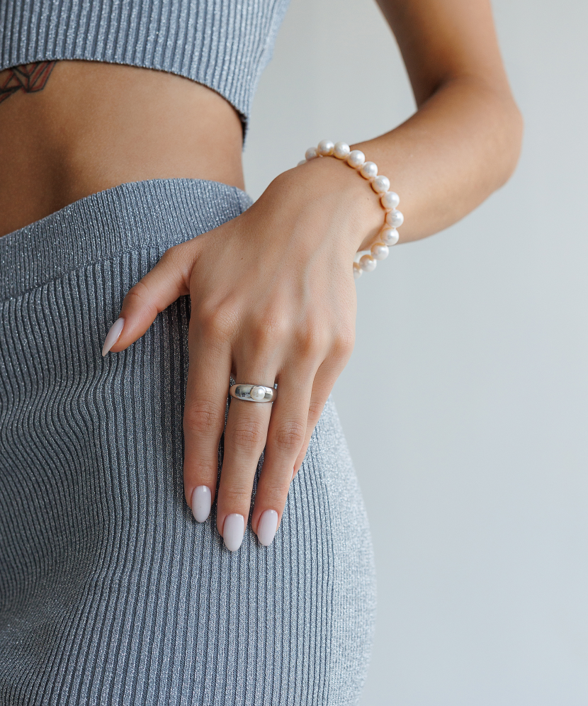 Sidabrinis žiedas su perlu - Sidabriniai žiedai - Goldinga