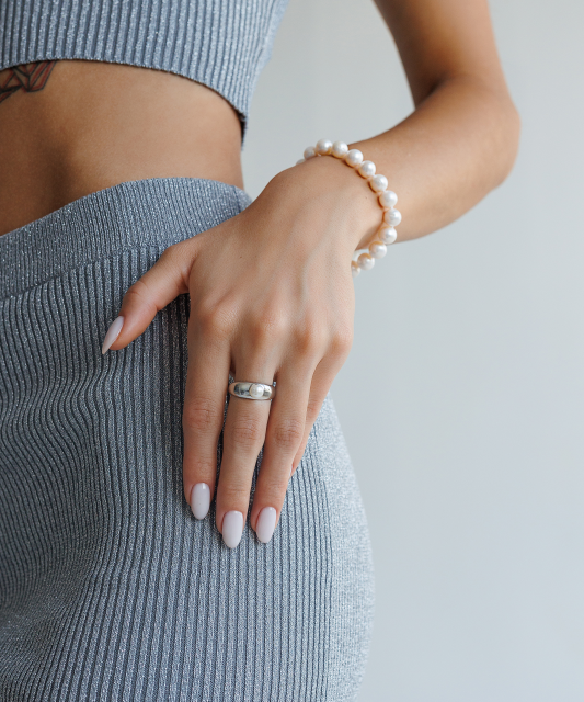 Sidabrinis žiedas su perlu - Sidabriniai žiedai - Goldinga