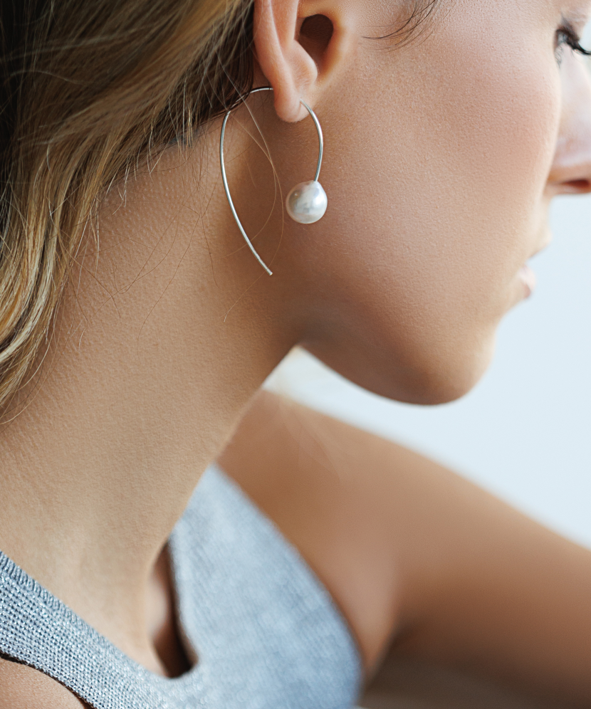 Sidabriniai auskarai su kasumi perlais - Auskarai su perlais - Goldinga