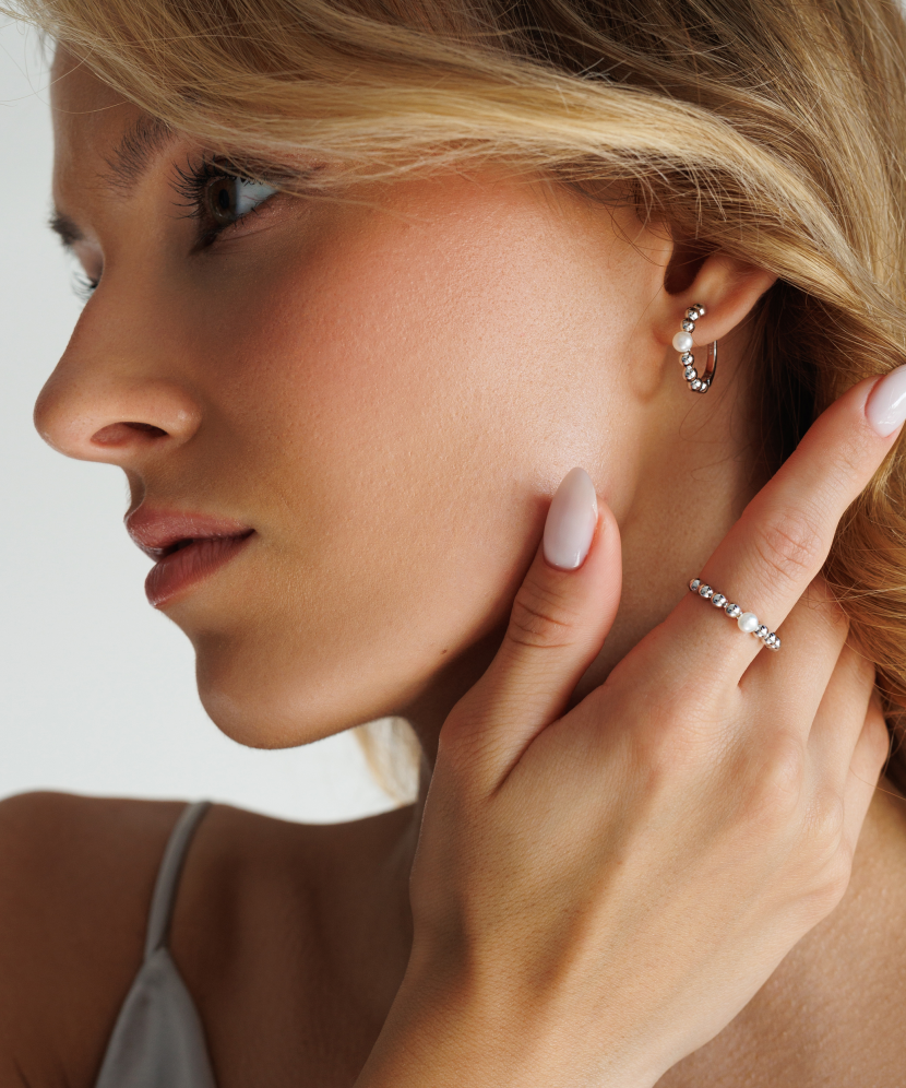 Sidabrinis žiedas su perlu - Sidabriniai žiedai - Goldinga