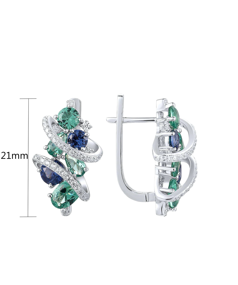 Sidabriniai auskarai su cirkoniais ir špineliais - Vasaros kolekcija - Goldinga