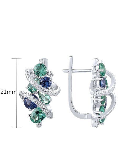 Sidabriniai auskarai su cirkoniais ir špineliais - Vasaros kolekcija - Goldinga