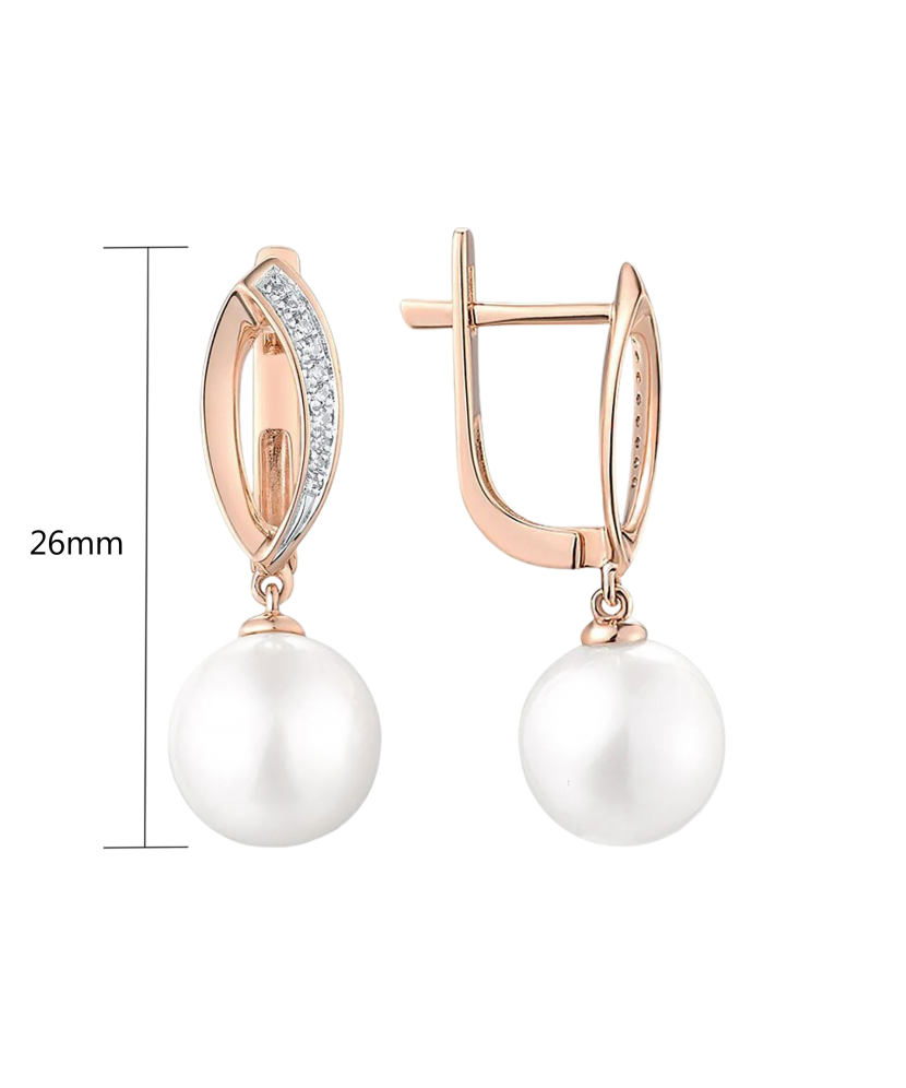 Auksiniai auskarai su perlais ir deimantais  - Goldinga