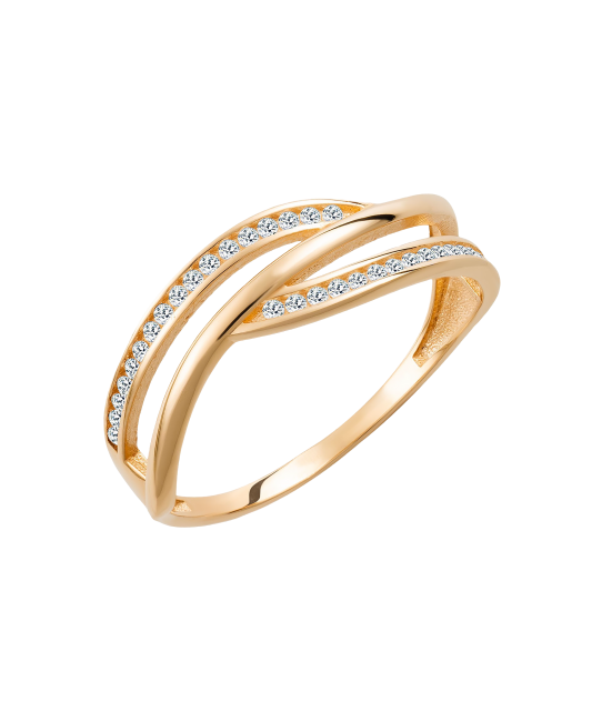 Auksinis žiedas su cirkoniais - Auksiniai žiedai - Goldinga