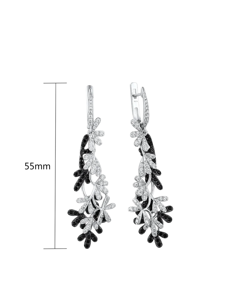 Sidabriniai auskarai su cirkoniais ir špineliais