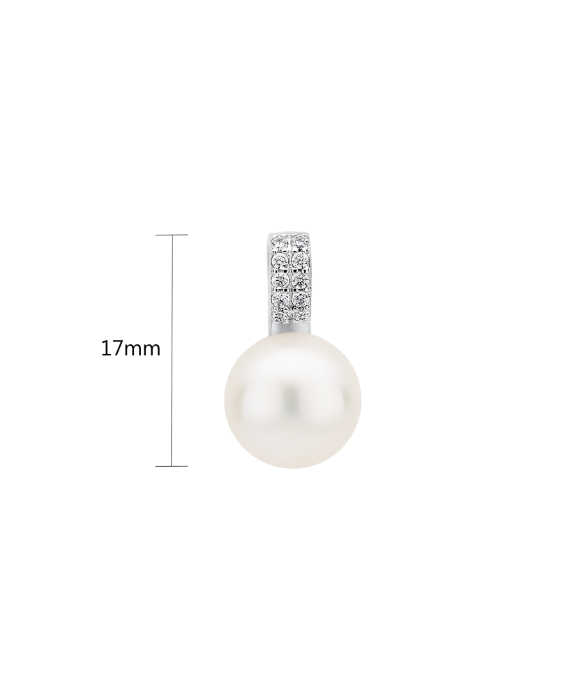 Sidabrinis pakabukas su perlu ir cirkoniais  - Goldinga