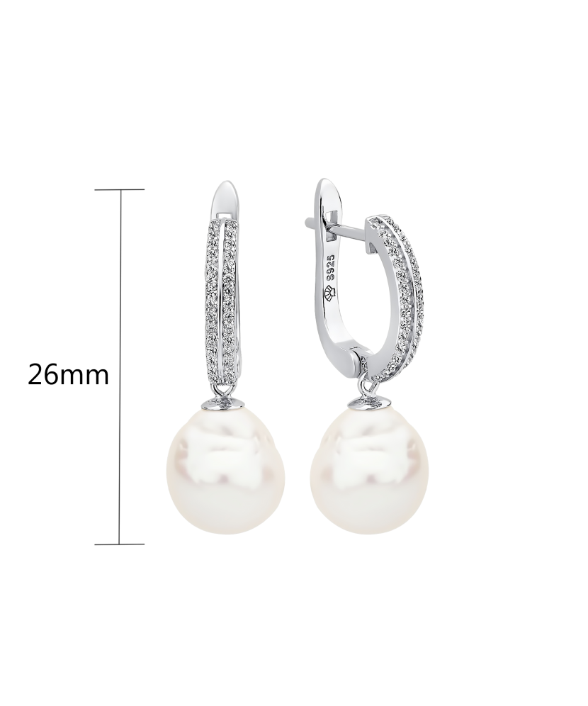 Sidabriniai auskarai su Kasumi perlais ir cirkoniais - Auskarai su perlais - Goldinga