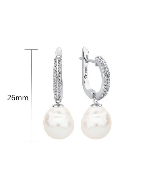 Sidabriniai auskarai su Kasumi perlais ir cirkoniais - Auskarai su perlais - Goldinga