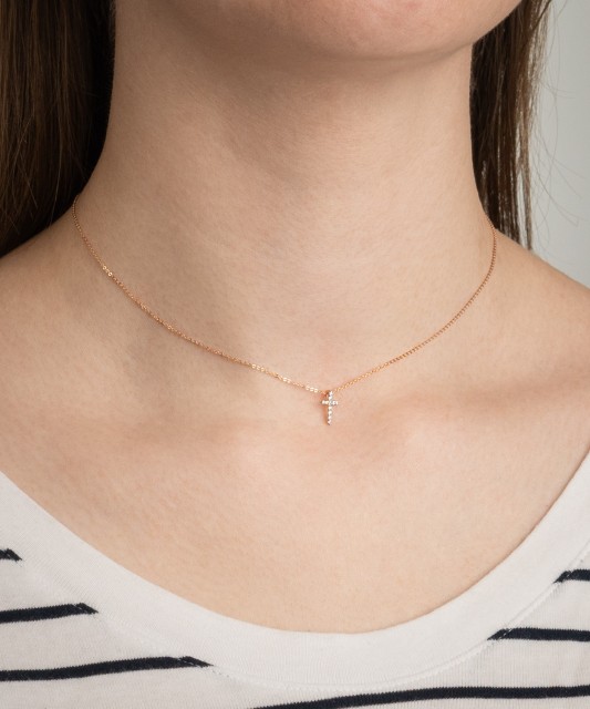 Auksinė Grandinėlė Su Deimantiniu Pakabuku "Kryželis" - Auksinės grandinėlės su pakabukais - Goldinga