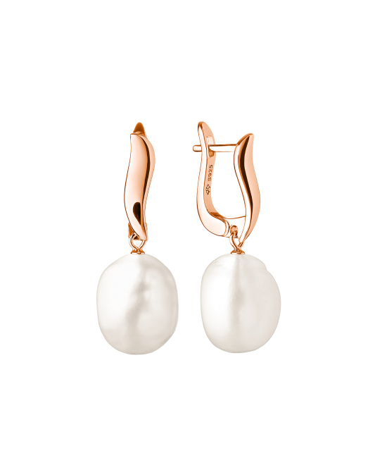 Paauksuoti sidabriniai auskarai su perlais  - Goldinga