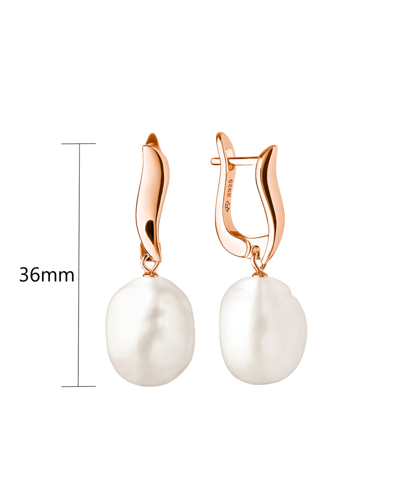 Paauksuoti sidabriniai auskarai su perlais  - Goldinga