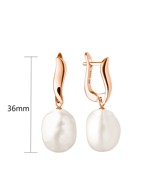 Paauksuoti sidabriniai auskarai su perlais  - Goldinga