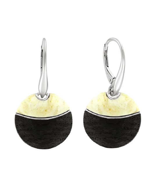 Sidabriniai auskarai su gintarais ir medžiu  - Goldinga